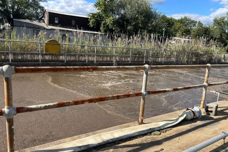 Sewage flowing through the plant