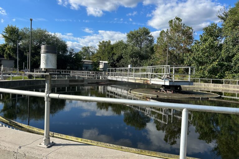Sewage flowing through the plant