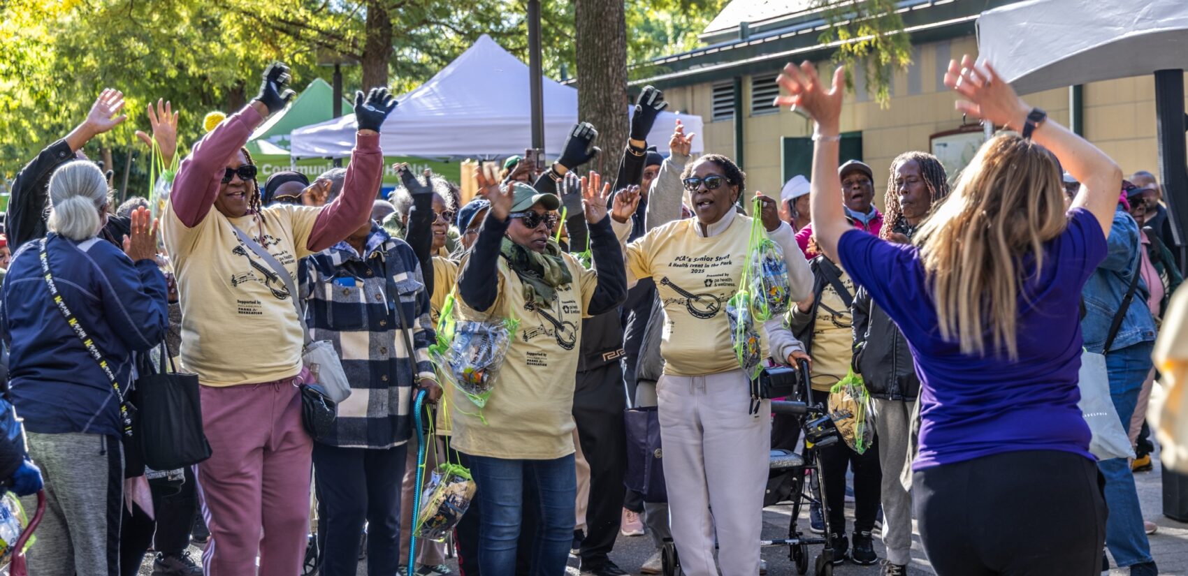 Seniors warm up ahead of the Philadelphia Corporation For Aging’s 13th annual Senior Strut