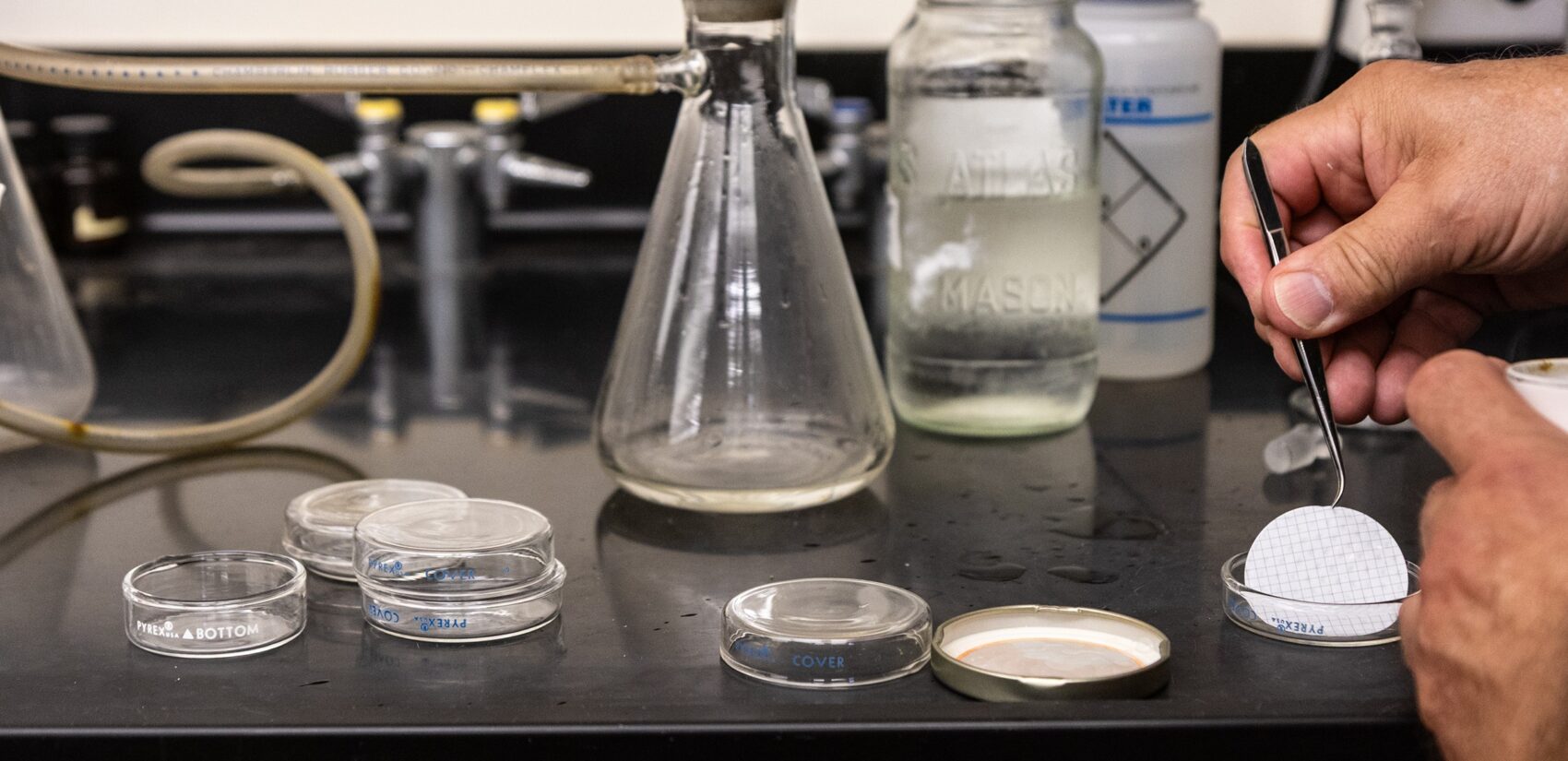 Bob Meyer prepares water samples
