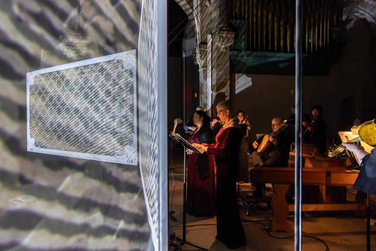 Tempesta di Mare Baroque orchestra rehearses in the Philadelphia Episcopal Cathedral