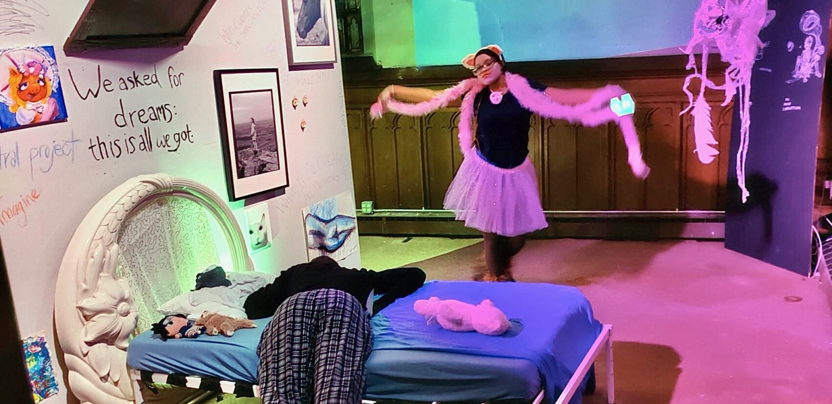 two performers in the You Are Here experience