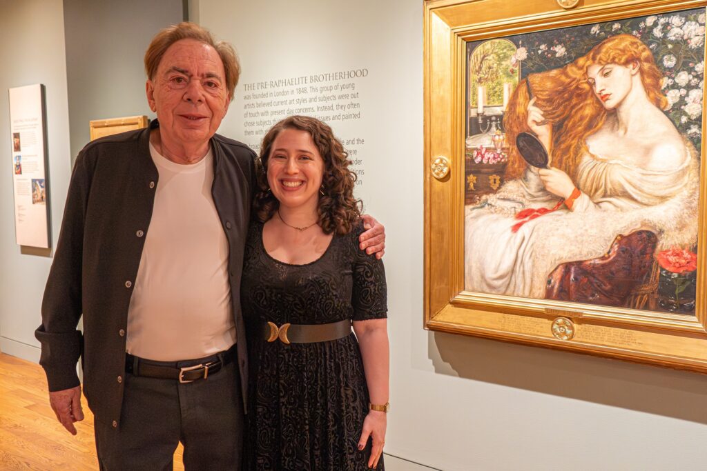 20251110 An Evening with Andrew Lloyd Webber_SAW-05388-Delaware-Art-Museum Andrew Lloyd Webber and Sophie Lynford smile