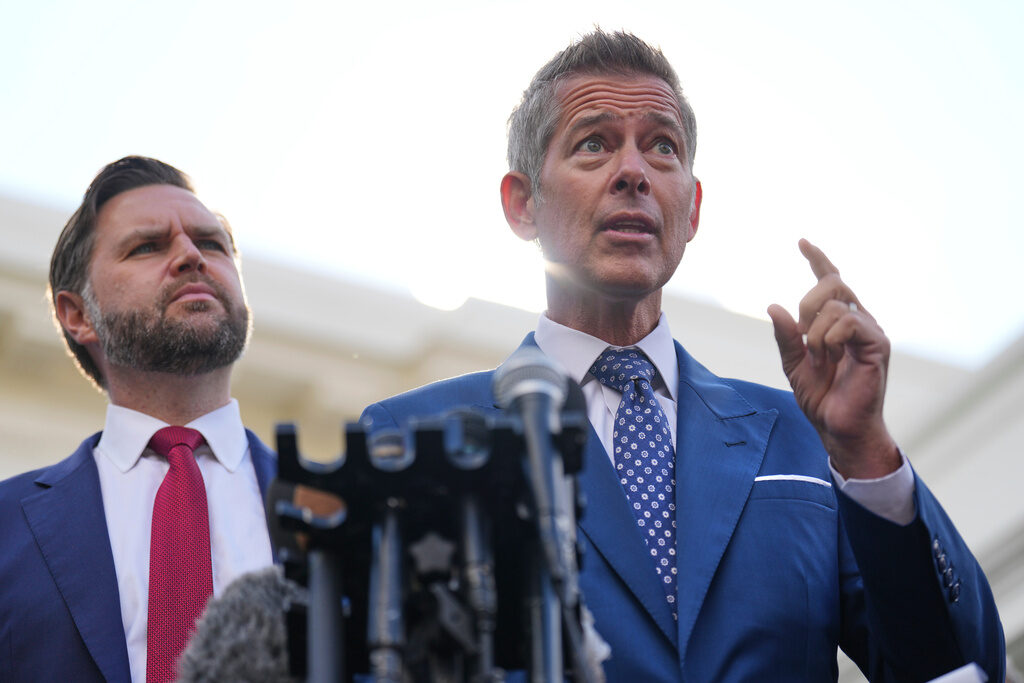 Vance Transportation Secretary Sean Duffy speaks alongside Vice President JD Vance