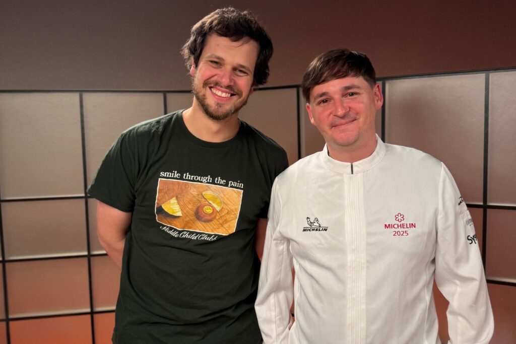 Studio 2 co-host Avi Wolfman-Arent (left) next to Provenance chef Nicholas Bazik (right)