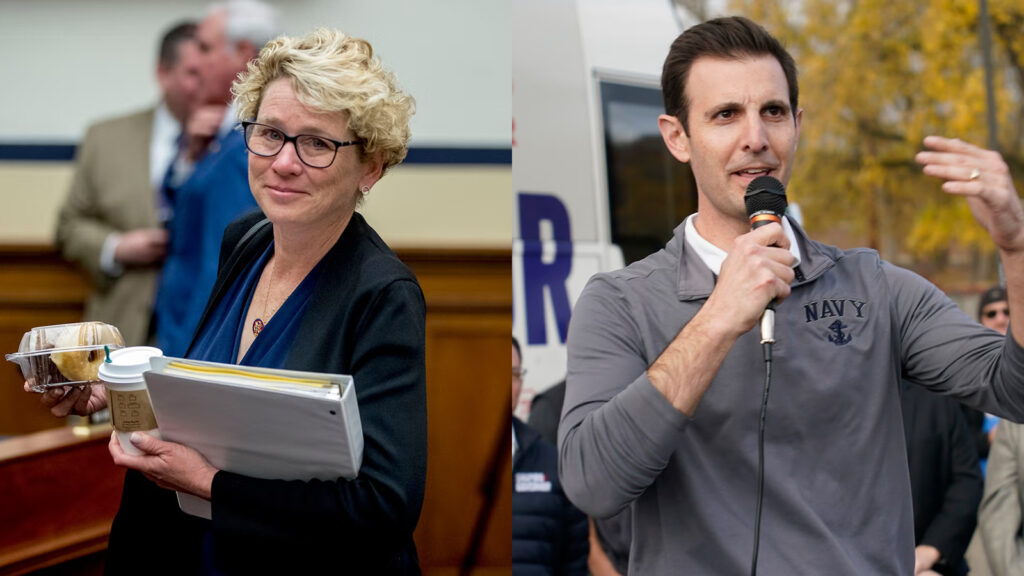 U.S. Reps. Chrissy Houlahand, left, and Chris Deluzio, right.