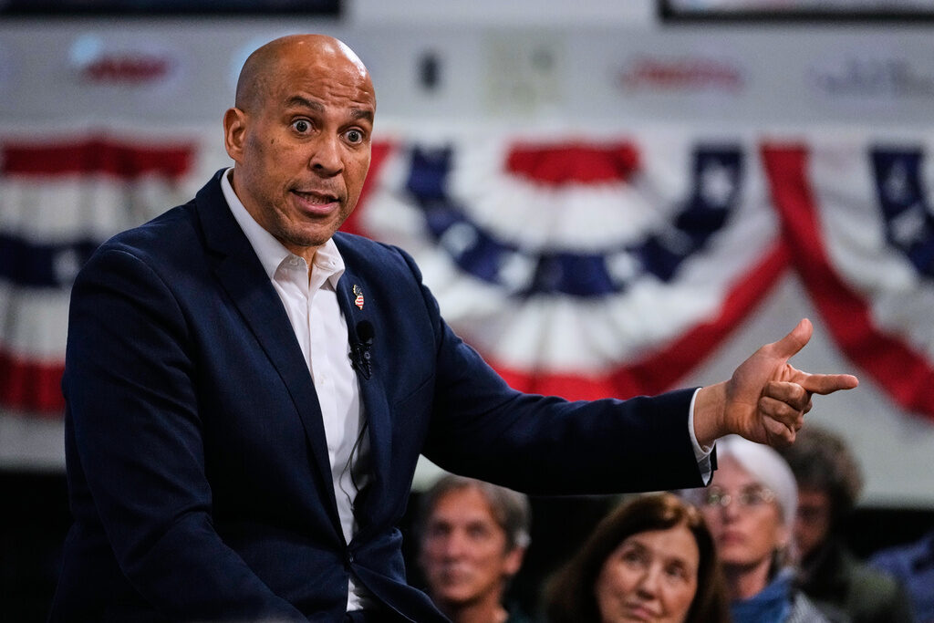 File: Democratic U.S. Sen. Cory Booker, of New Jersey, addresses a gathering Nov. 14, 2025, in Manchester, N.H