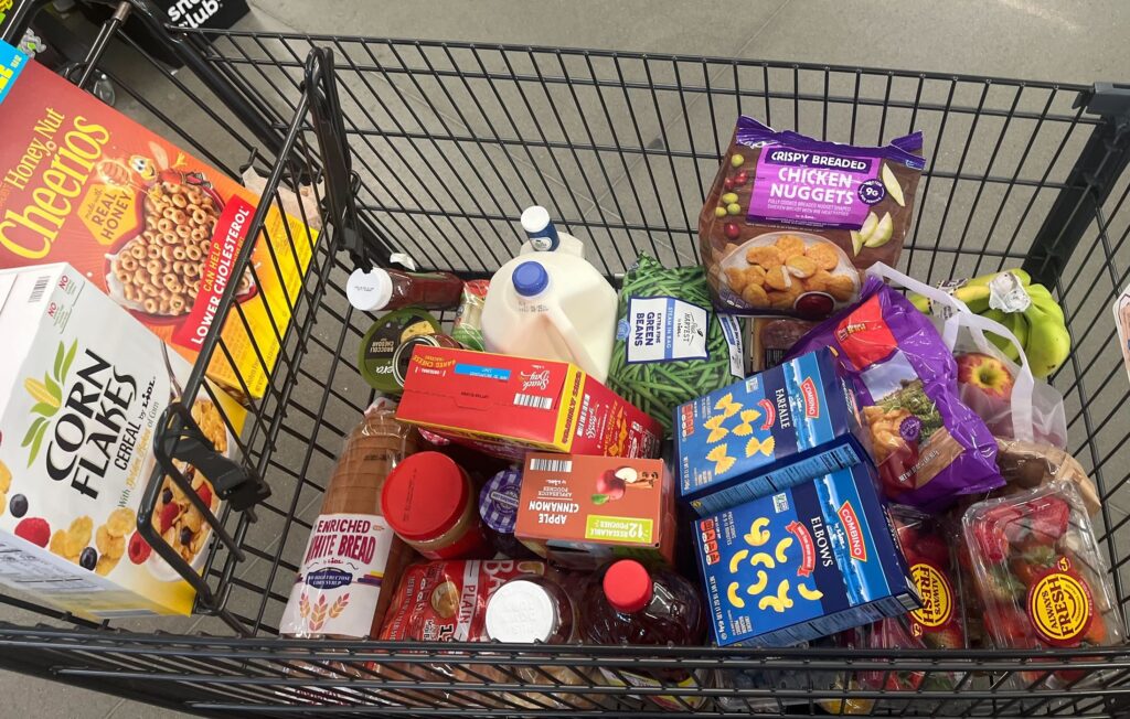 groceries in a shopping cart