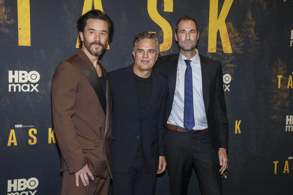 NY Premiere of “Task” Actors Tom Pelphrey, from left, and Mark Ruffalo, and series creator Brad Ingelsby attend the HBO Original drama series Task premiere