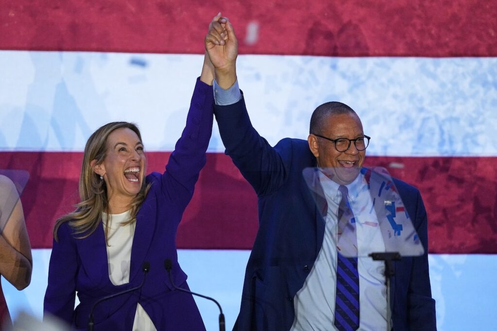 APTOPIX Election 2025 Governor New Jersey Gov. elect Mikie Sherrill and Lt. Gov. elect Dale Caldwell celebrate