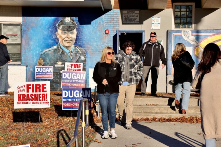 Voters come and go at the Corporal Jimmy O'Connor Memorial Recreation Center in North Philadelphia.