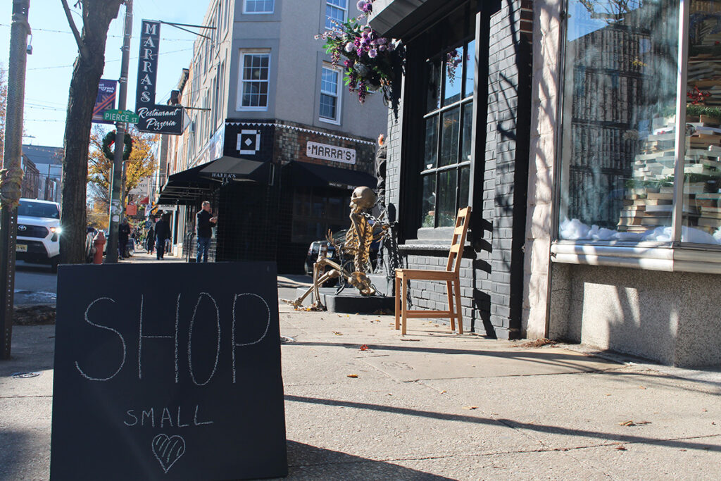 small-business-saturday-3 A chalkboard sign on the sidewalk reads