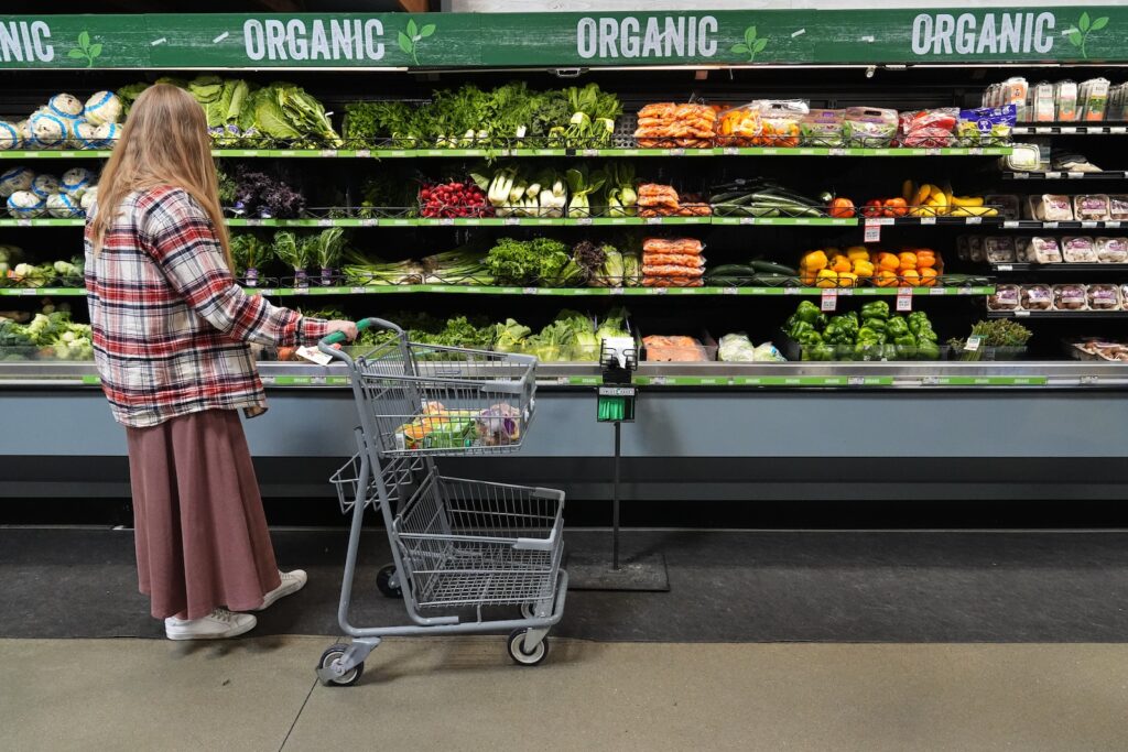 Government Shutdown Food Aid A person shops for produce, which is covered by the USDA Supplemental Nutrition Assistance Program (SNAP), at a grocery store in Baltimore, Monday, Nov. 10, 2025