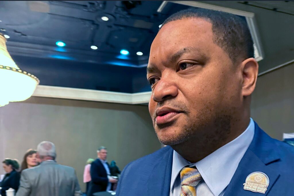Atlantic City Mayor Marty Small leaves a conference room