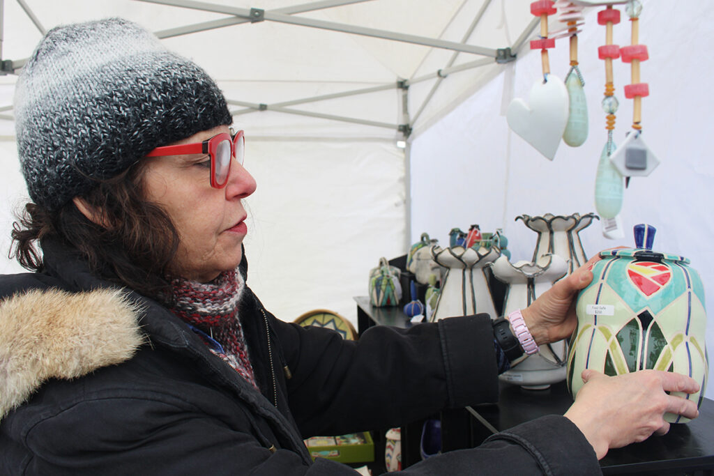 ardmore-holiday-market-4 Marcia Reiver, a ceramic artist in Ardmore, shows off her wares