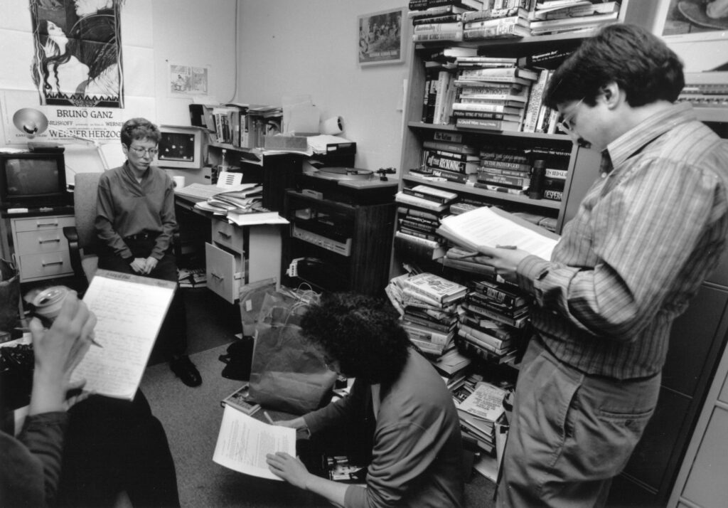 Danny Miller (right)) participates in a story consultation meeting with Terry Gross