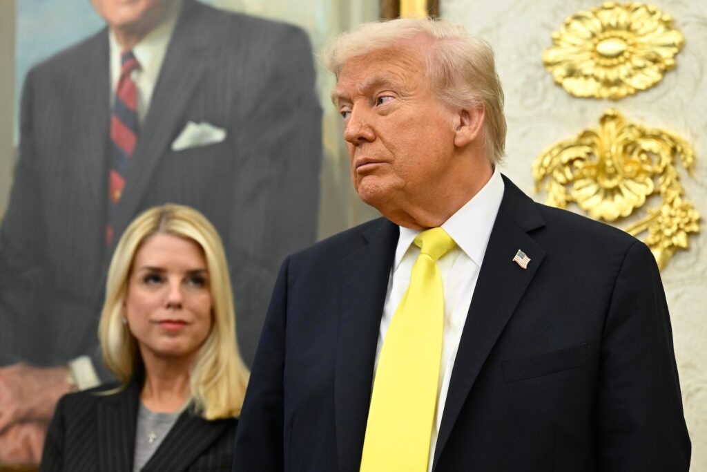 Election 2026 Trump Voting President Donald Trump and Attorney General Pam Bondi listen as FBI Director Kash Patel speaks during an event in the Oval Office at the White House, Oct. 15, 2025, in Washington.