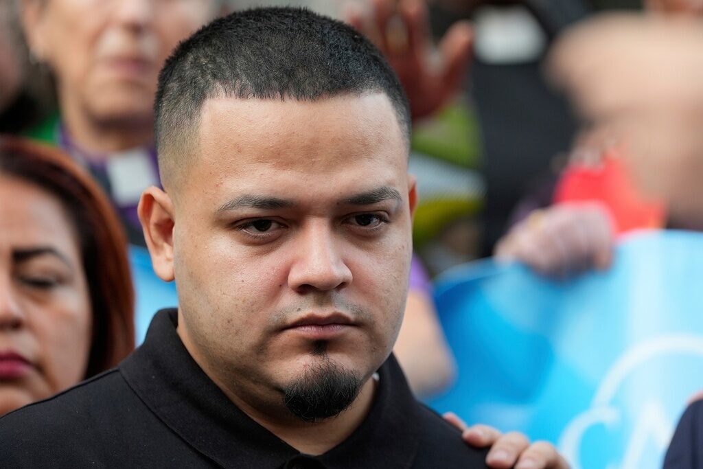 Deportation Error Abrego Garcia Kilmar Abrego Garcia joins supporters in a protest rally outside the Immigration and Customs Enforcement field office in Baltimore