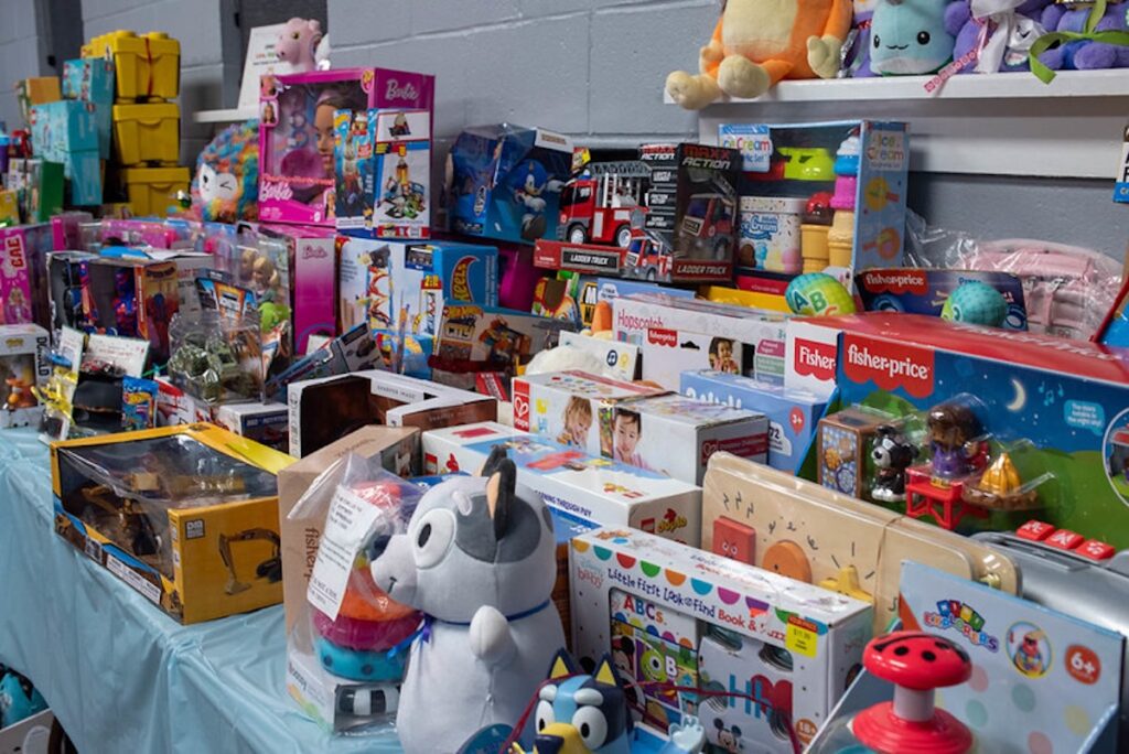 A collection of toys arranged on a table
