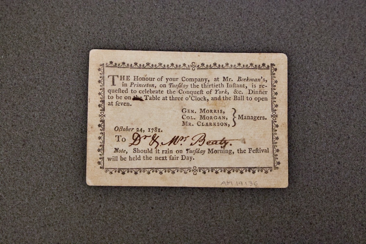 Dinner invitation on display