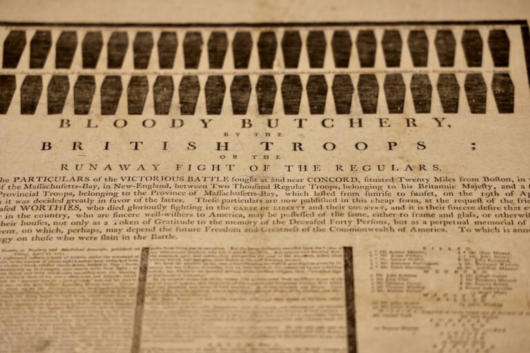 Display of contemporary account of the battles of Lexington