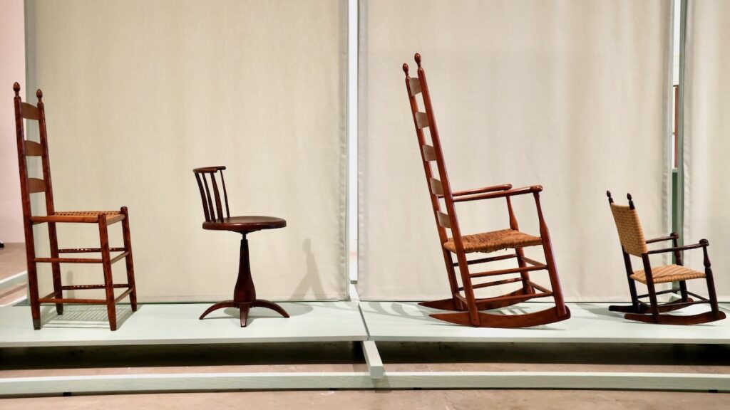 Shaker crafted chairs on display