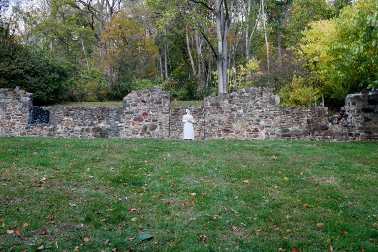 The monument ruins of Washington Hall hospital