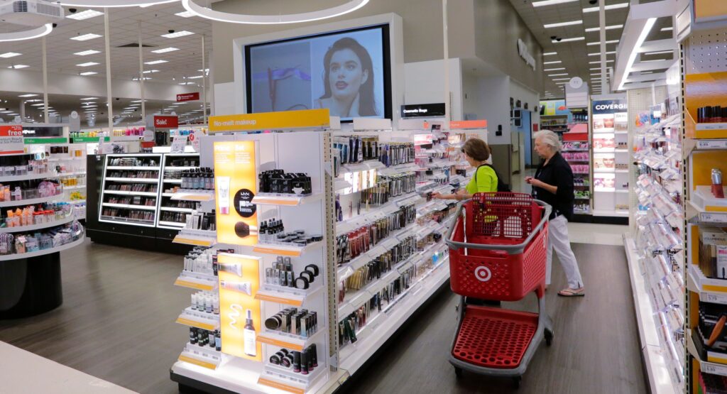 cosmetics-aisle-file-ap-pfas-new-jersey Two shoppers in the cosmetics department at Target