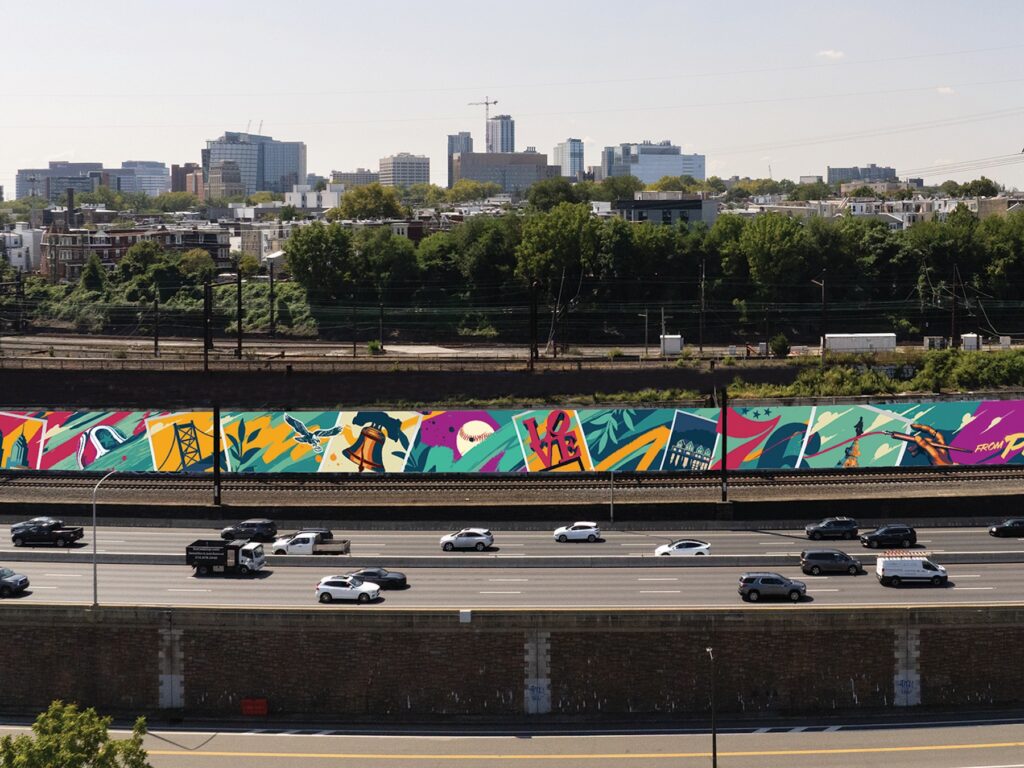 Concept photo of Philly's “Gateway to the City” project of CSX wall