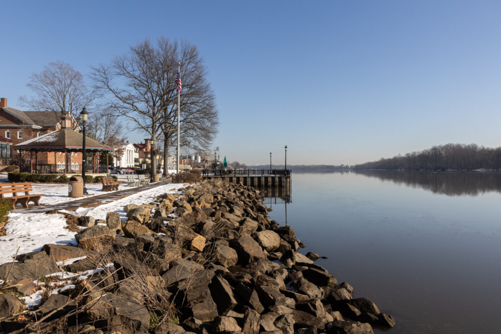 The Delaware River near Bristol, Pa. (Kimberly Paynter/WHYY) The Delaware River near Bristol, Pennsylvania