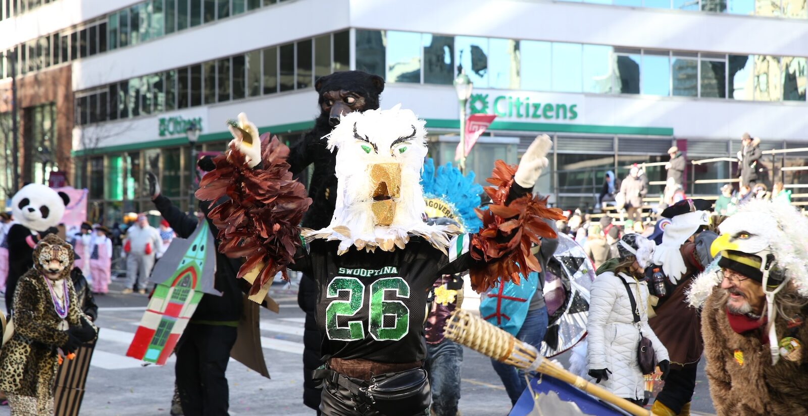 Performers are seen at the 125th Mummers Parade in Philadelphia on Jan. 1, 2026.