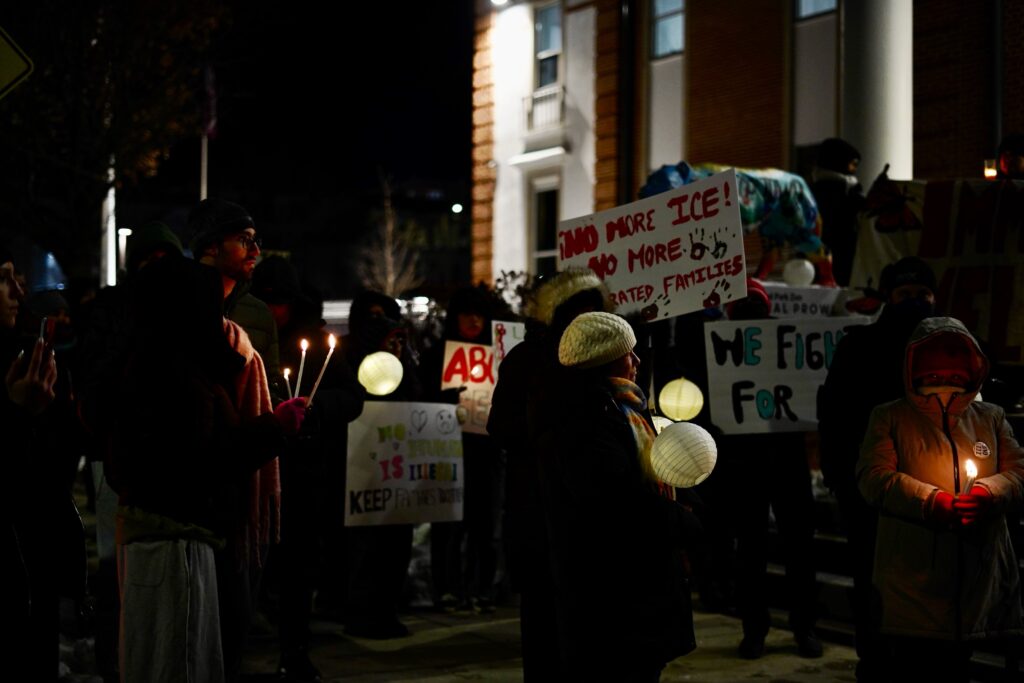norristown-ice-vigil-KC-012126-08 Advocates and community members hold a vigil outside of Norristown Municipal Hall condemning ICE's actions in Montgomery County.