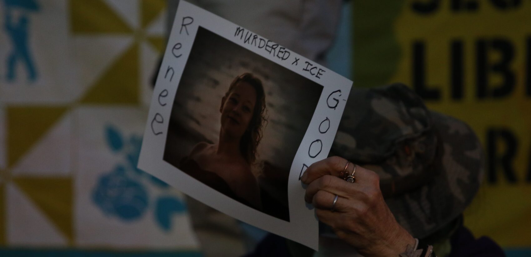 More than 1,000 people gathered outside of Philadelphia City Hall on Thursday, Jan. 8, 2026 to protest the shooting death of Renee Nicole Good by an Immigration and Customs Enforcement officer in Minneapolis. (Cory Sharber/WHYY)