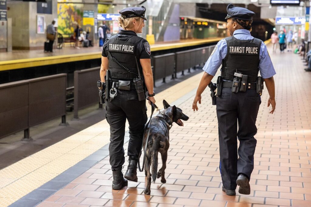 septa-pd-transit-police-k9-unit-broad-street-line SEPTA police officers patrol