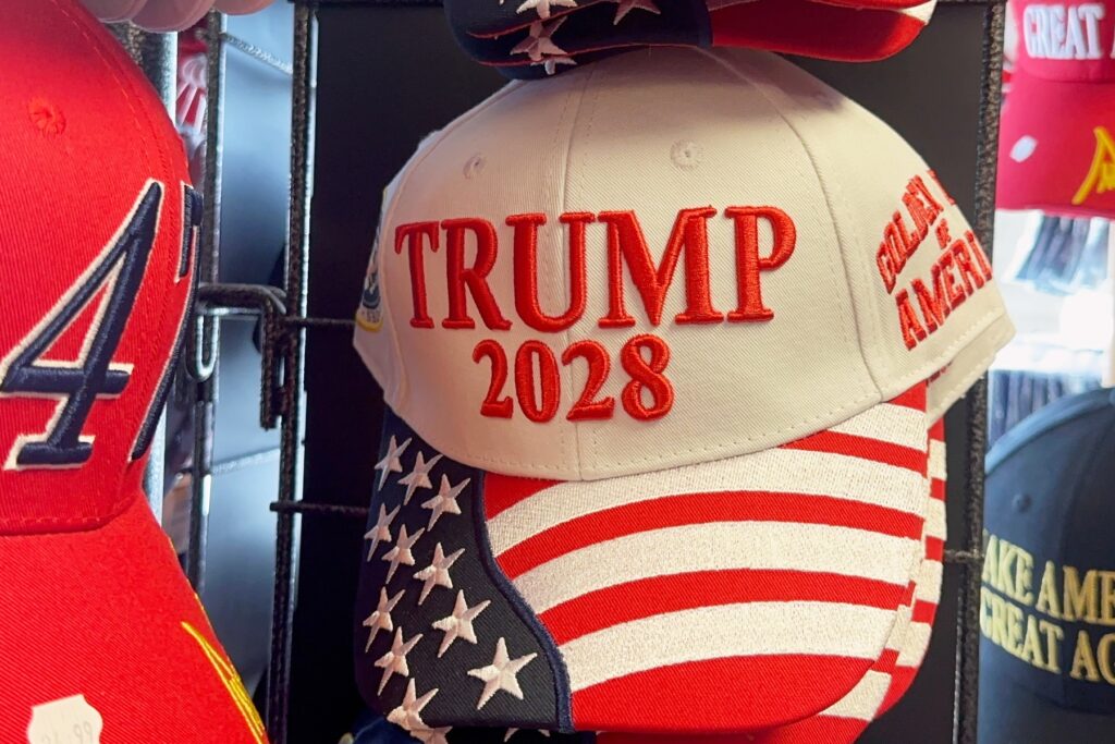 Merchandise is seen for sale at the Trump Store in Bensalem, Pa.