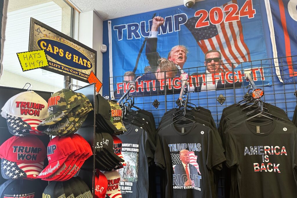 Trump Store Merchandise is seen for sale at the Trump Store in Bensalem, Pa.