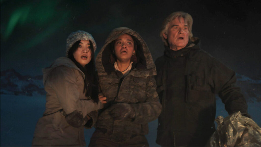 Flicks Kurt Russell, Anna Sawai, and Kiersey Clemons in Monarch: Legacy of Monsters