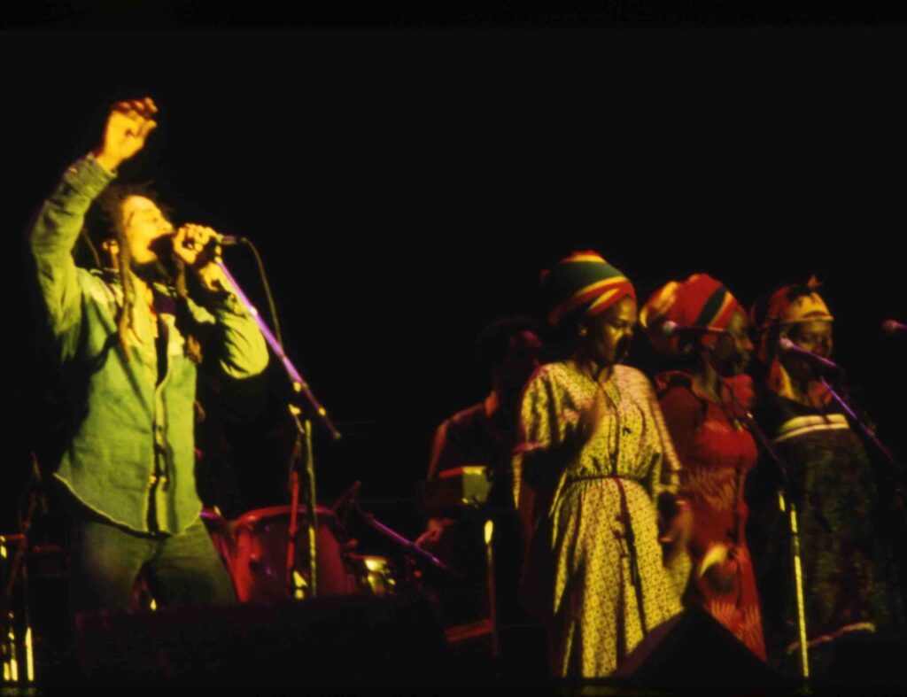 Bob Marley; Bob Marley singing on stage