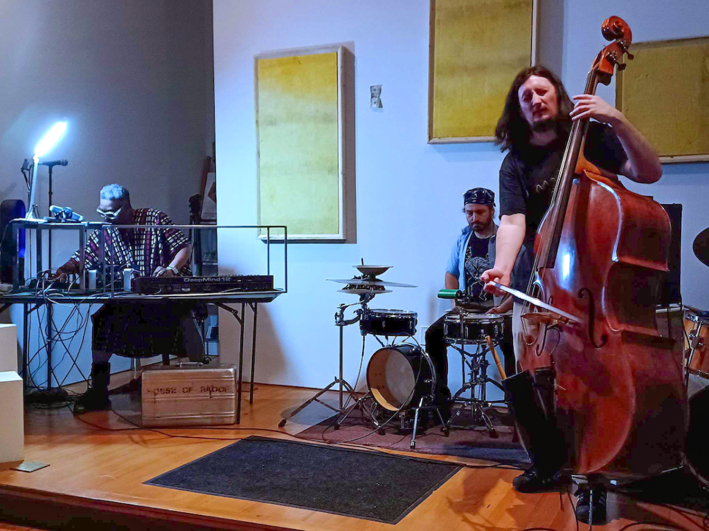 A trio performing live