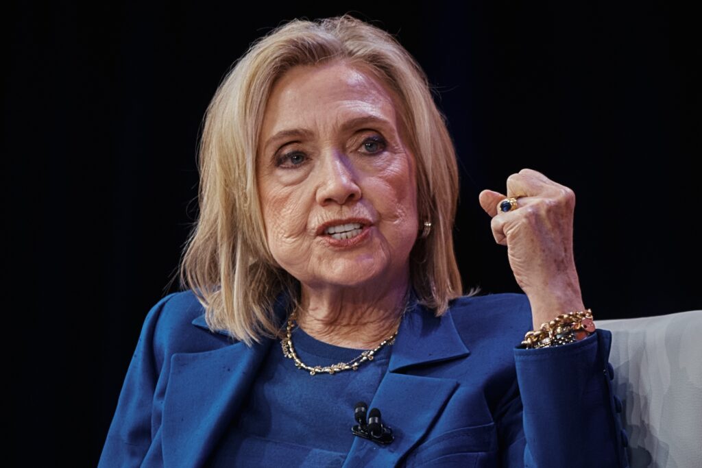 A close-up photo of Hilary Clinton