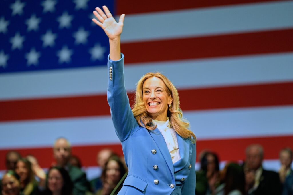 New Jersey Gov. Mikie Sherrill waves