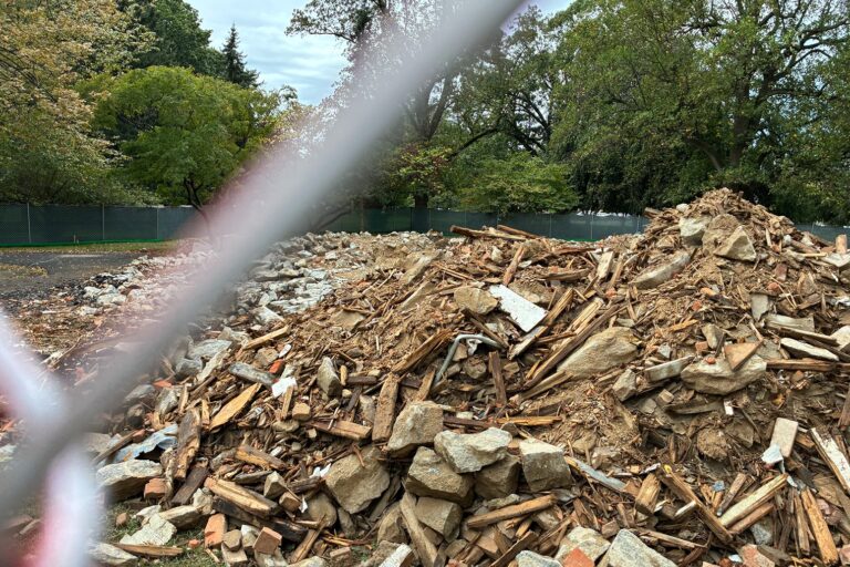 a pile of wood and rubbish