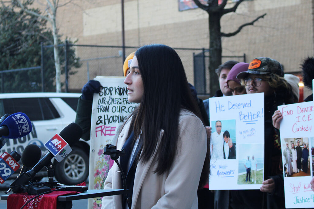 parady-la-aclu-pa-foia-1 Victoria Peña-Parr speaking at a podium during the press conference