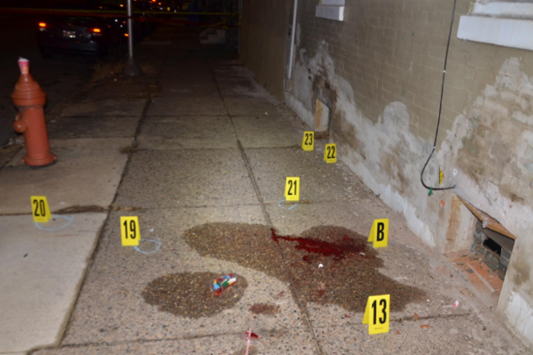 the police scene after a shooting in Philly