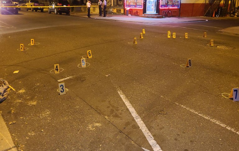 the police scene after a shooting in Philly