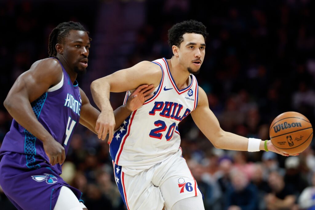 76ers Hornets Basketball Philadelphia 76ers guard Jared McCain