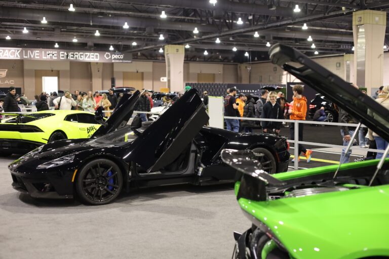 Sports cars on display at the Auto Show