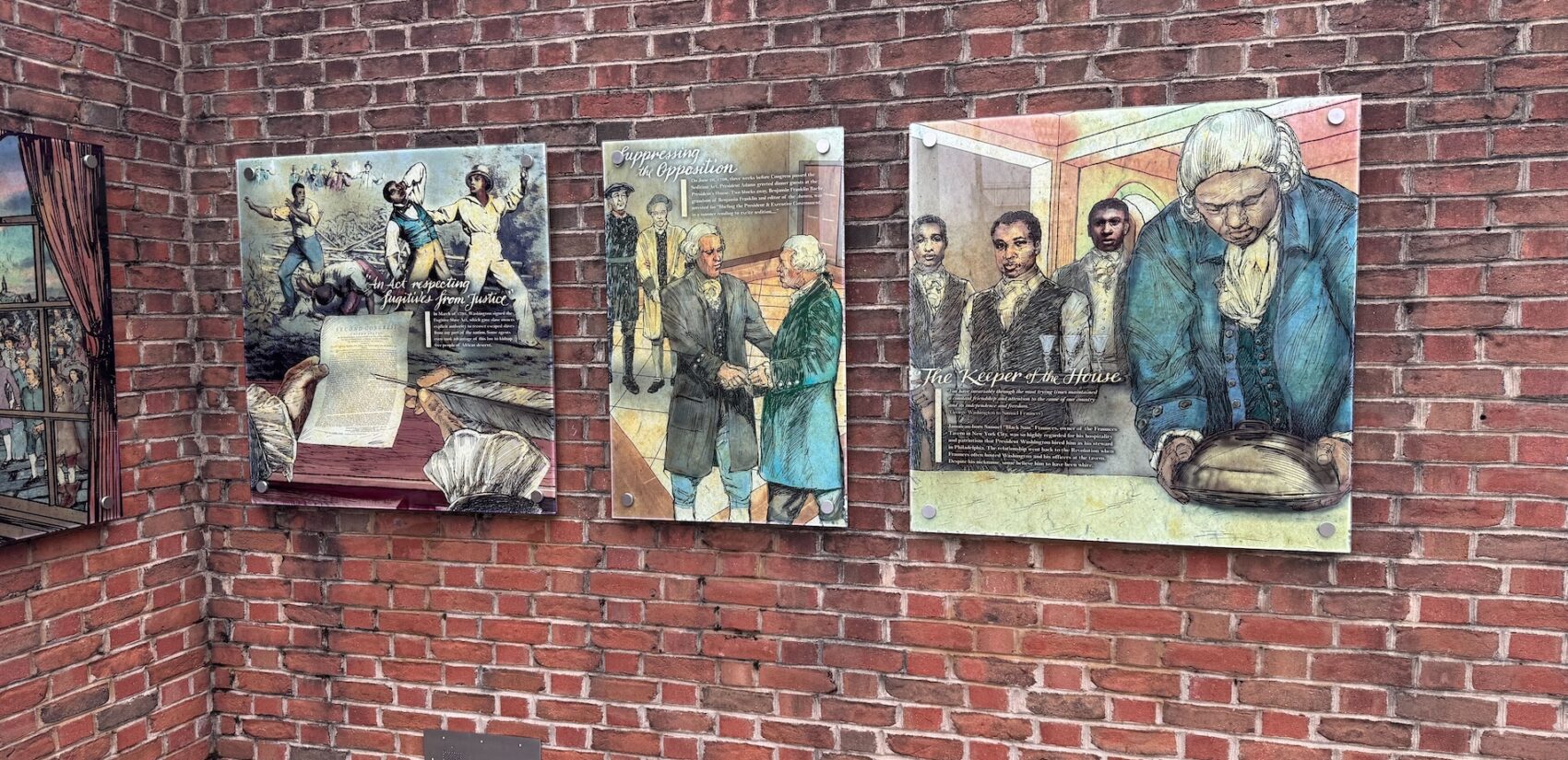Panels are restored to the slavery exhibits at the President's House Site on Independence Mall