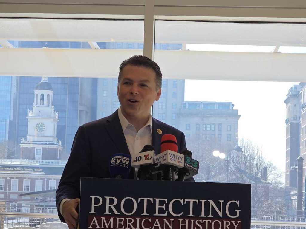 Brendan Boyle speaking at press conference