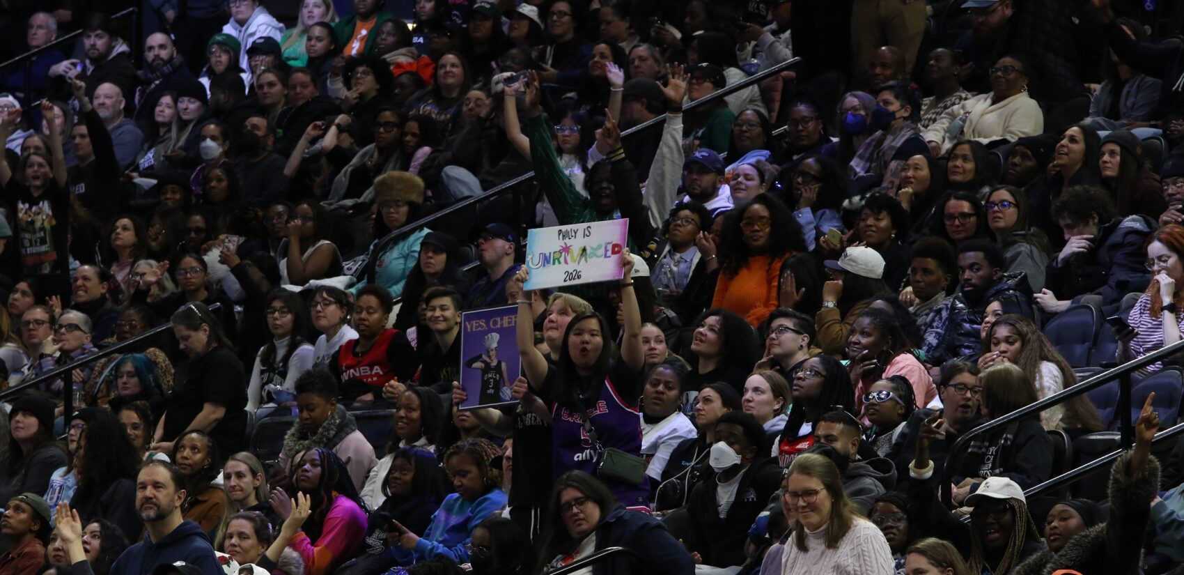 fans in the stands